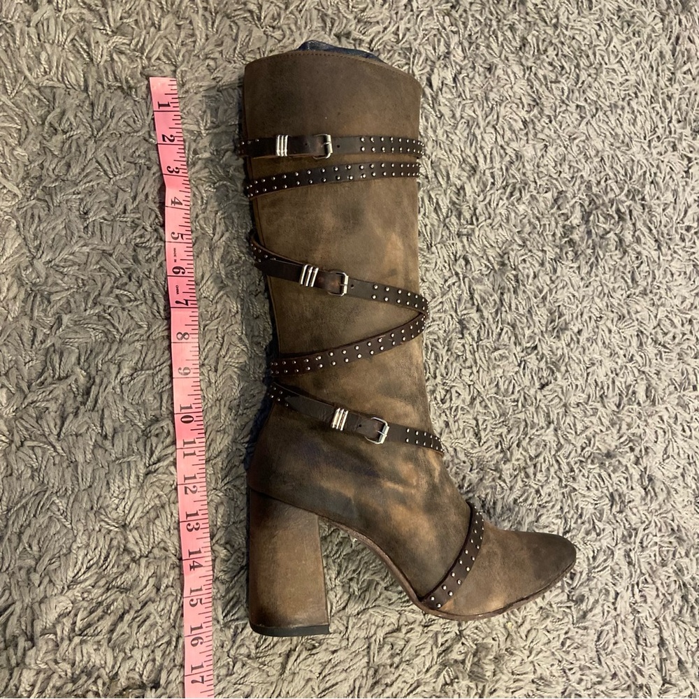 Freebird JAX Strappy Tall Distressed Leather Riding Boots Size 10 - Picture 12 of 16